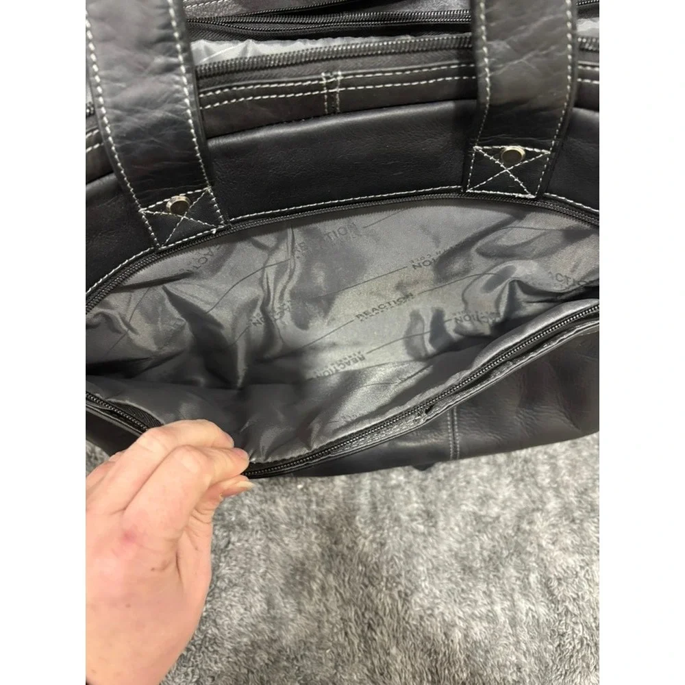 Kenneth Cole Reaction Black‎ Leather Laptop Briefcase Messenger Bag